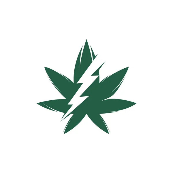 Дизайн Векторного Логотипа Марихуаны Значок Логотипом Конопли Марихуаны Молнией — стоковый вектор