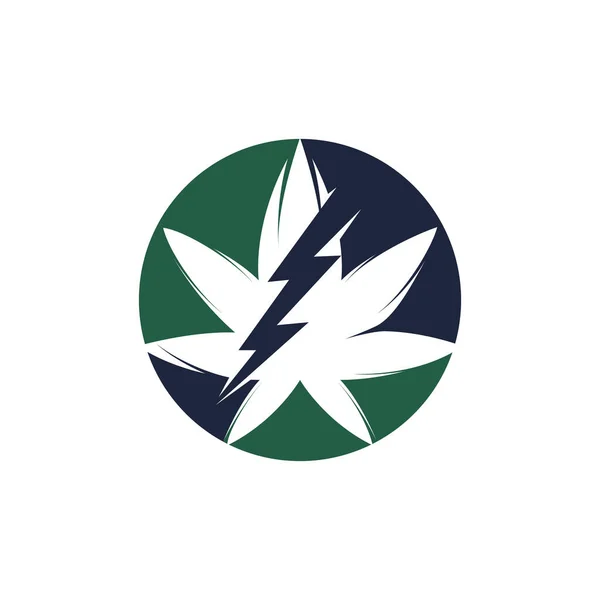 Дизайн Векторного Логотипа Марихуаны Значок Логотипом Конопли Марихуаны Молнией — стоковый вектор
