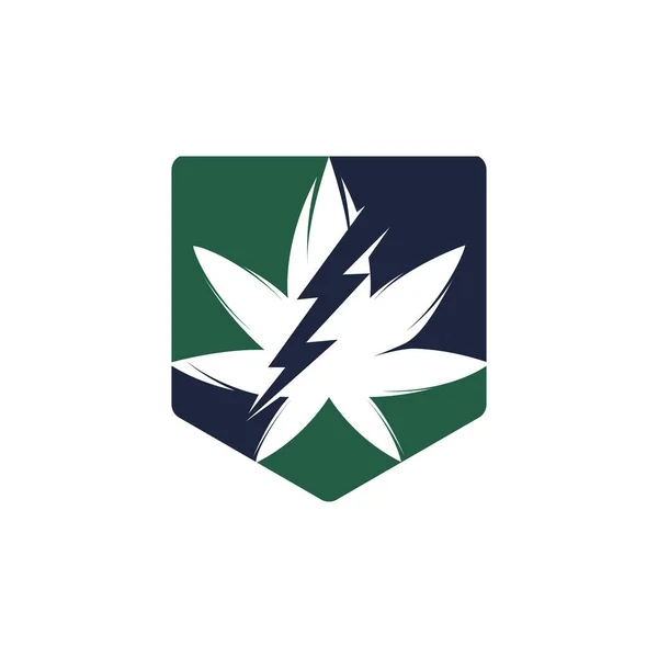 Logo Wektora Marihuany Ikona Logo Liści Marihuany Śrubą Oświetleniową — Wektor stockowy