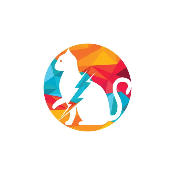 Flash Kedi Vektör Logosu Tasarımı Kedi Fırtına Simgesi Logosu — Stok Vektör