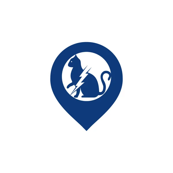Návrh Vektorového Loga Flash Cat Cat Thunderstorm Pin Icon Logo — Stockový vektor