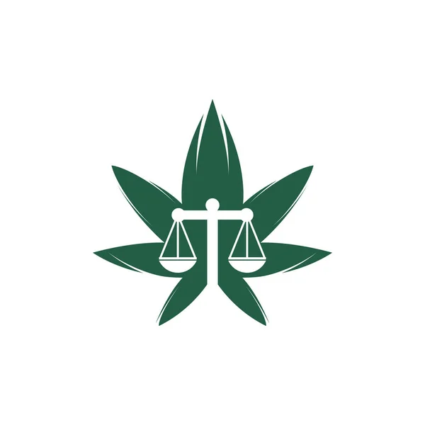 Logo Vecteur Loi Cannabis Cannabis Marijuana Échelle Justice Icône Vecteur — Image vectorielle