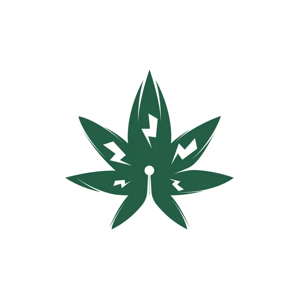 Projekt Logo Wektora Technologii Konopi Indyjskich Logo Marihuany Uformowało Koncepcję — Wektor stockowy