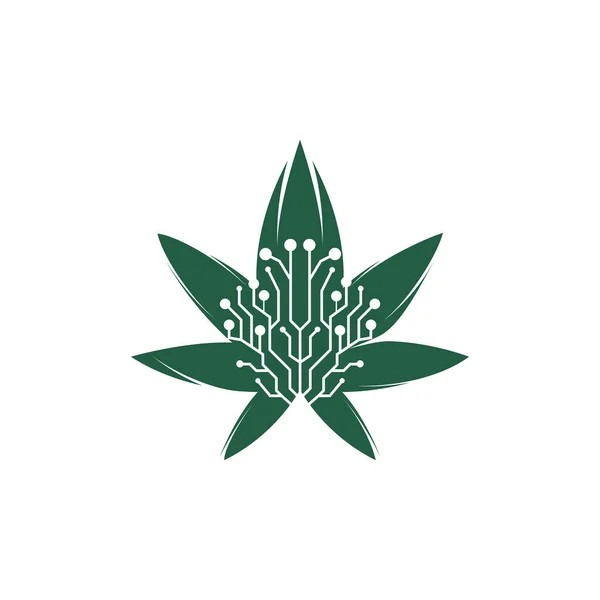 Conception Logo Vectoriel Technologie Cannabis Logo Cannabis Formé Concept Numérique — Image vectorielle