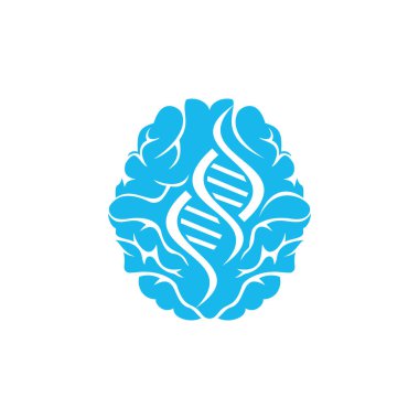 DNA beyin vektör logosu tasarımı. Genetik bilim logosu kavramı.