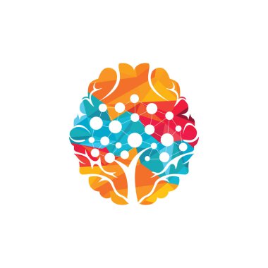 Beyin teknolojisi vektör logosu tasarımı. Robotik Beyin logo şablonu.