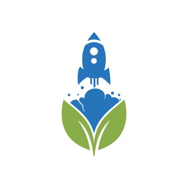 Eko Roket vektör logosu tasarımı. Yaprak roket simgesi logosu tasarımı.