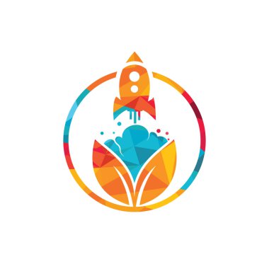 Eko Roket vektör logosu tasarımı. Yaprak roket simgesi logosu tasarımı.