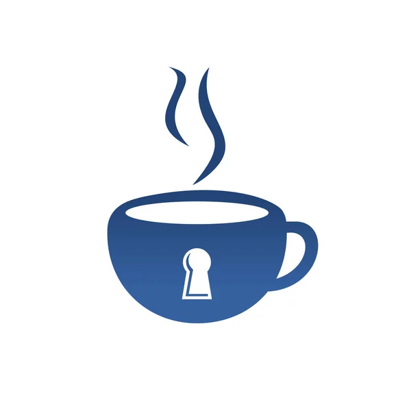 Padlock Coffee Mug Logo Design Coffee Cup Logo Design Combined — Stock Vector