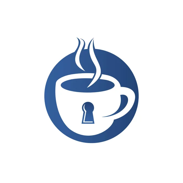 Asma Kilit Kahve Kupası Logosu Tasarımı Kahve Fincanı Logosu Birleşik — Stok Vektör