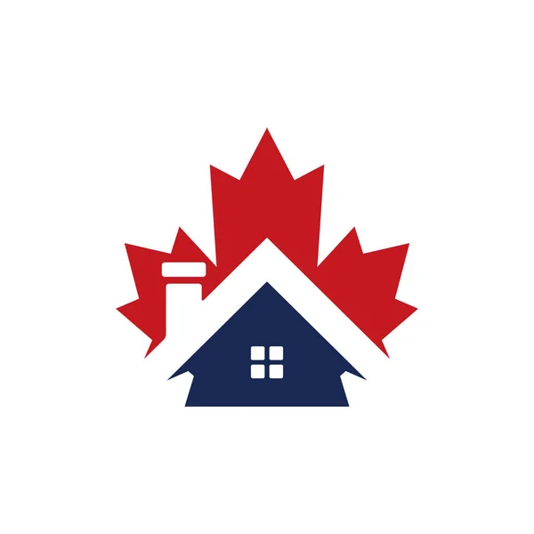 Logo Vectoriel Immobilier Feuille Érable Maple Leaf Icône Maison — Image vectorielle
