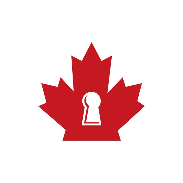 Projeto Logotipo Vetor Segurança Canadá Projeto Ícone Vetor Cadeado Canadá — Vetor de Stock