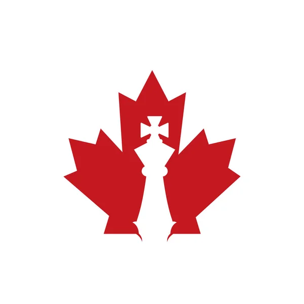Canada Chess Vector Logo Design Feuille Érable Avec Icône Roi — Image vectorielle