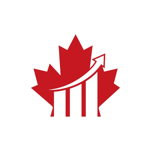 Canada Business Vector Logo Design Maple Leaf Finance Chart Icon — Stock Vector