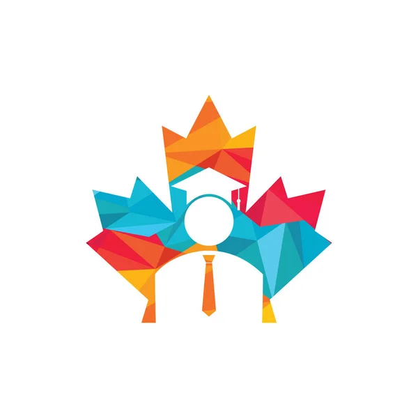 Канадський Дизайн Освітніх Логотипів Maple Leaf Graduation Студентський Логотип Дизайну — стоковий вектор