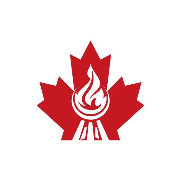 Canada Barbecue Grill Logo Alimentaire Design Feuille Érable Logo Icône — Image vectorielle