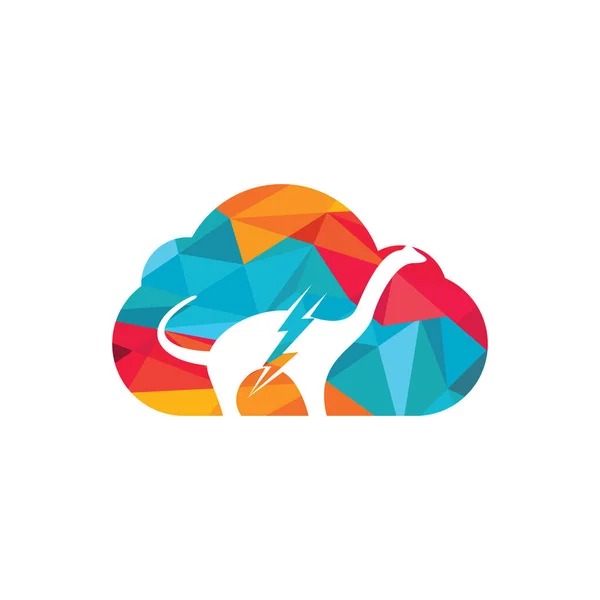 Dino Donner Mit Wolkensymbol Vektor Logo Design Dinosaurier Blitz Symbol — Stockvektor