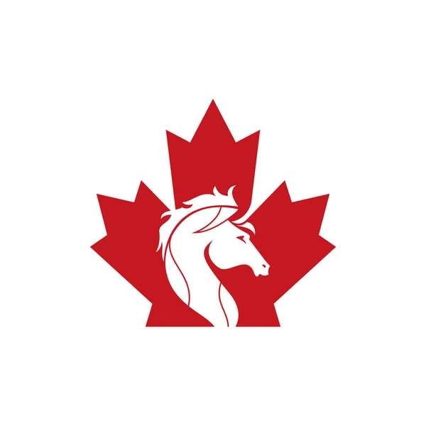 Conception Vectorielle Logo Cheval Canada Vecteur Cheval Feuille Érable Icône — Image vectorielle