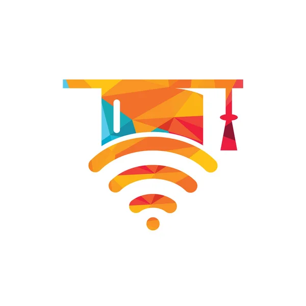 Graduate Hat Wifi Vector Loggraduate Hat Wifi Vector Logo Design — Stockvector