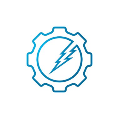 Gök gürültüsü logosu çizimi. Flaş logo tasarım şablonlu soyut dişli çark.