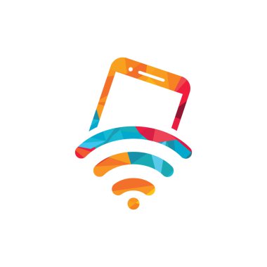 Wifi internet ve mobil logo tasarımı. Mobil WiFi paylaşım sembolü. Mobil Teknoloji işareti.