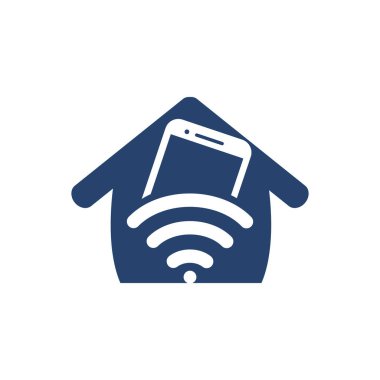Ev hanımı internet ve mobil logo tasarımı. Mobil WiFi paylaşım sembolü. Mobil Teknoloji işareti.
