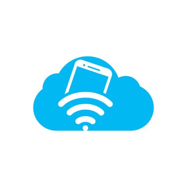 Cloud Wifi internet ve mobil logo tasarımı. Mobil WiFi paylaşım sembolü. Mobil Teknoloji işareti.