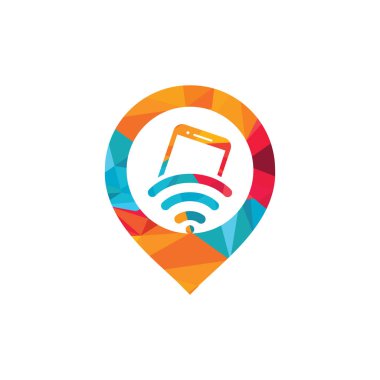 İnternet ve cep telefonunda işaretçi logosu var. Mobil WiFi paylaşım sembolü. Mobil Teknoloji işareti.