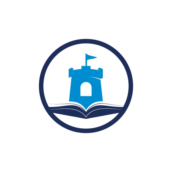 Castle Book Vector Logo Design Unique Bookstore Library Fortress Logotype — Stock Vector