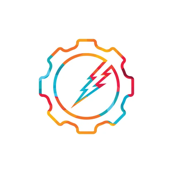 Gear Donder Logo Template Illustratie Abstract Tandwiel Met Flash Logo — Stockvector