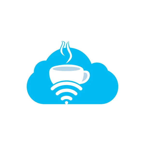 Taza Café Con Wifi Logotipo Del Icono Del Vector Nube — Vector de stock