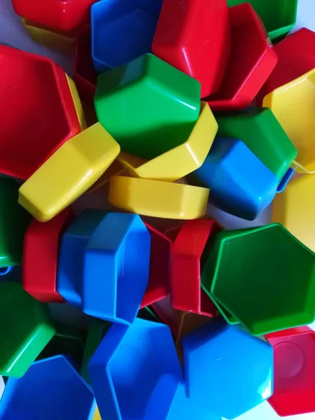 Large Mosaics Elements Multicolor Objects Kids Activity — Stock Photo, Image