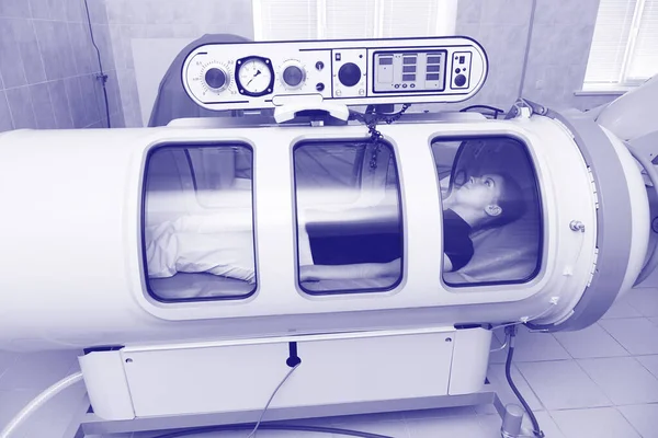 Hyperbaric oxygen chamber in a hospital.