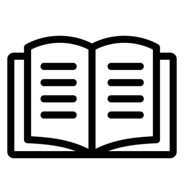 Açık kitap simge vektör, kitap yazma 