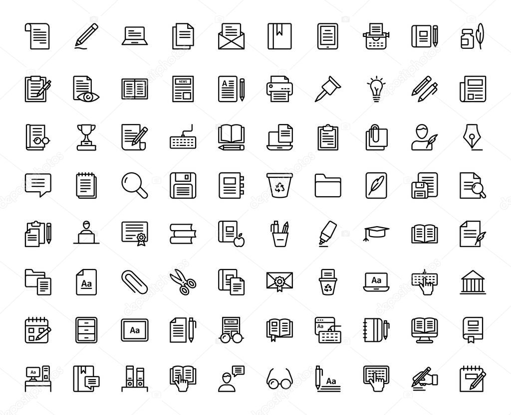 If you're searching for best copywriting line icons pack, here is what you need and explore your writing skills. These set of 80 icons are easily amedable hence, you can change style, background, and color as well. Your can grab this set and make cha