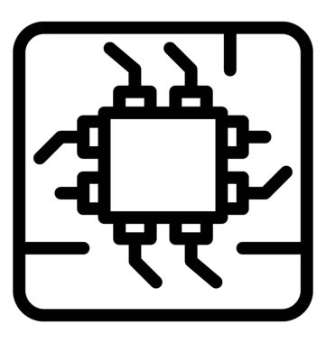 Mikroişlemci simgesi, çizgi vektör 