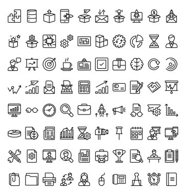 Look here are some technological visulas of module, project release, presentation line vectors pack. These worth grabbing visuals not only helps you in graphic designing but, project designing, and logistic delivery as well. Grab and rectify icons t clipart