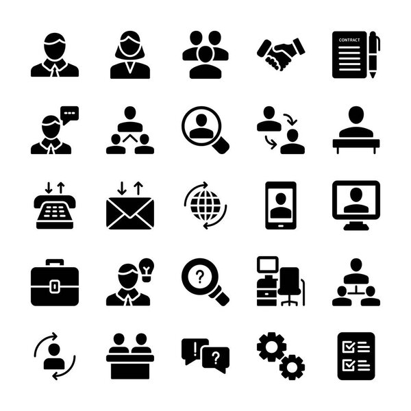 If you are looking for any business related icons, don't go anywhere here are some amazing visuals of meeting, workplace, solid icons pack to meet your business needs. Hold this set and use in related department.