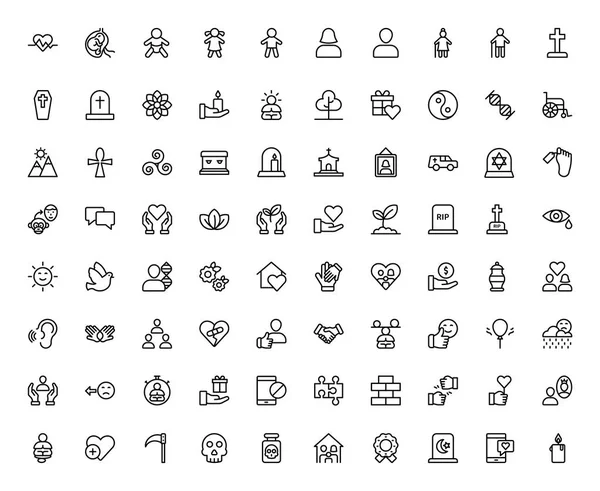 Conjunto Vectores Creativos Que Contiene Iconos Línea Vida Muerte Evolución — Vector de stock