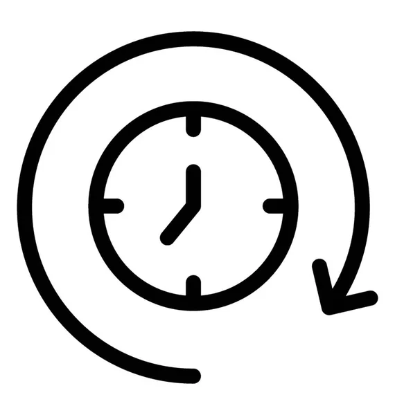 Autour Icône Horloge Dans Vecteur Ligne — Image vectorielle