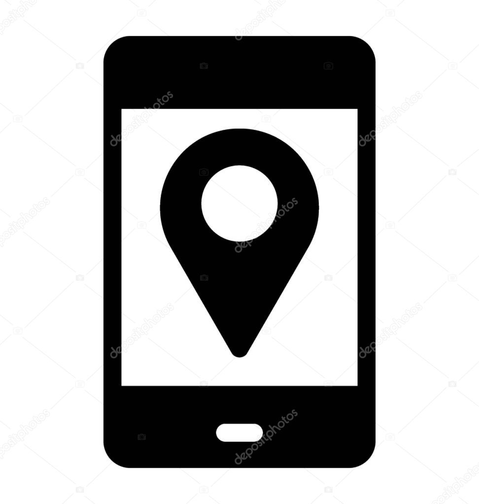 Mobile location icon in glyph vector