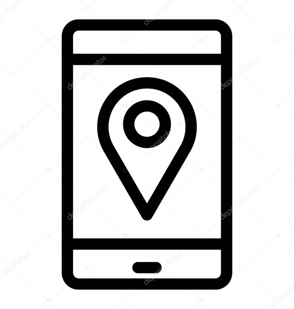 Mobile location icon in line vector