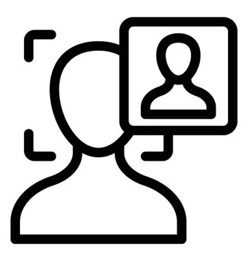 Yüz tanıma simgesini çizgi vektör 