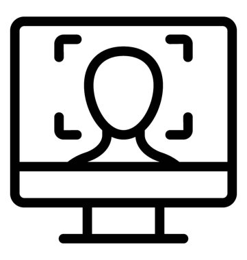 Yüz tanıma simgesini çizgi vektör 