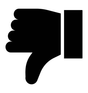 Başparmak aşağı glif vektör simgesi 