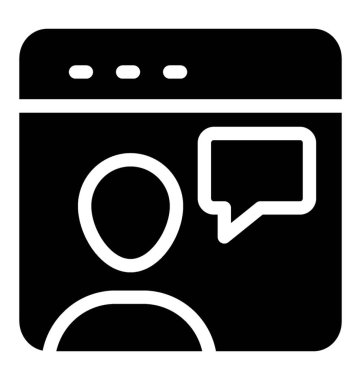 İş online sohbet simgesi, glif vektör tasarımı.