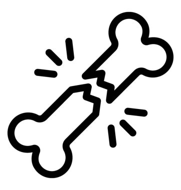 Kemik kırığı simgesi çizgi vektör 