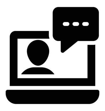 İş online sohbet simgesi, glif vektör tasarımı.
