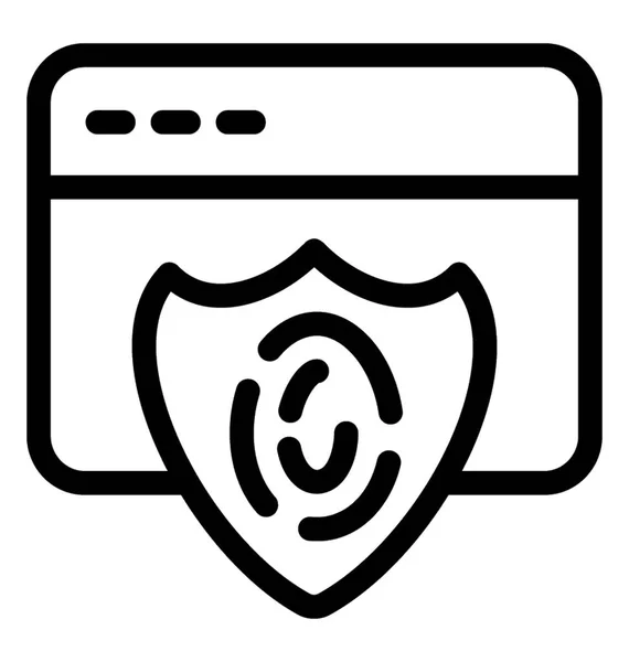 Icono Seguridad Cibernética Línea Vector — Vector de stock