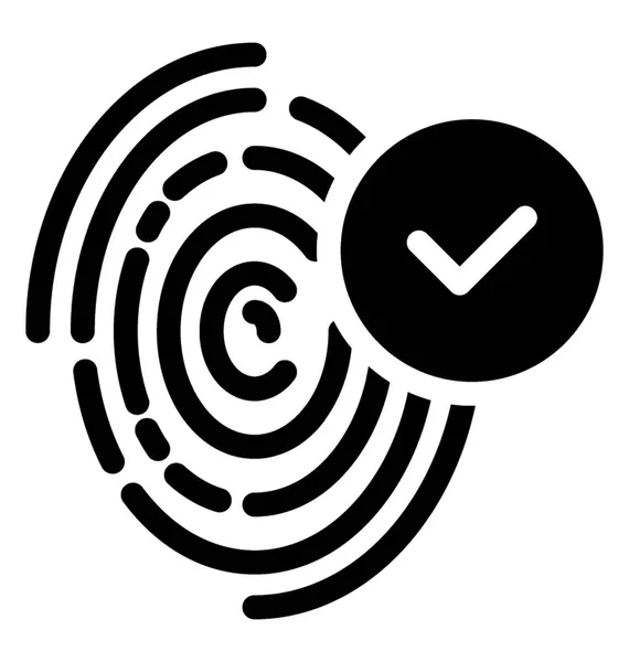 Icono Biométrico Verificado Vector Glifo — Vector de stock